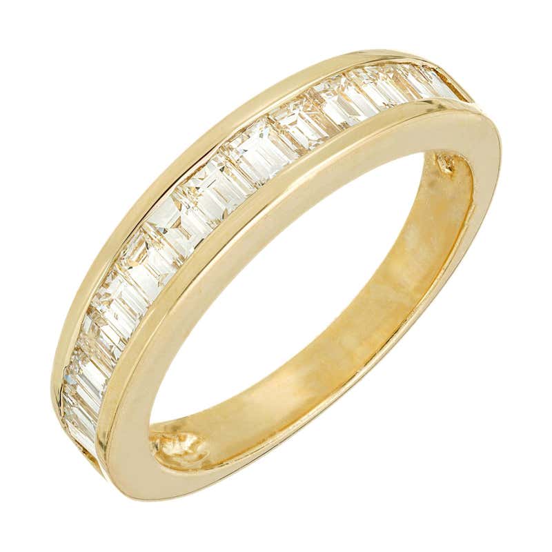 Channel Set Band Princess Cut Channel Set Diamond Gold Wedding Band For Sale at 1stDibs ...