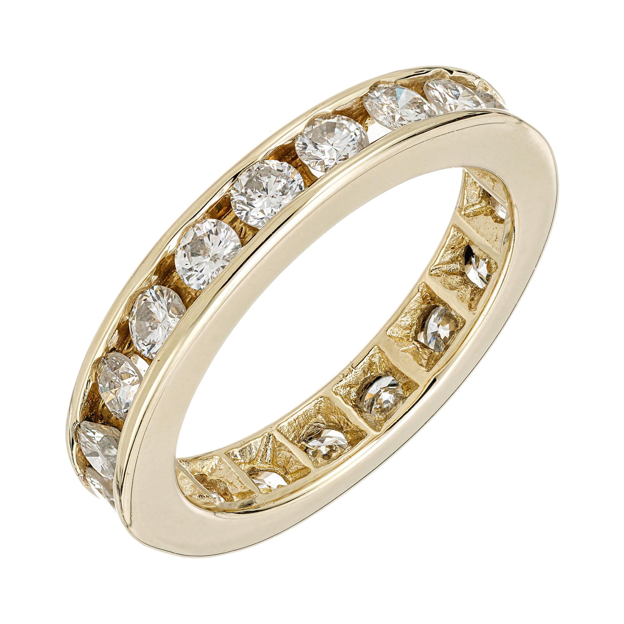 1.15 Carat Diamond Yellow Gold Eternity Band Ring For Sale