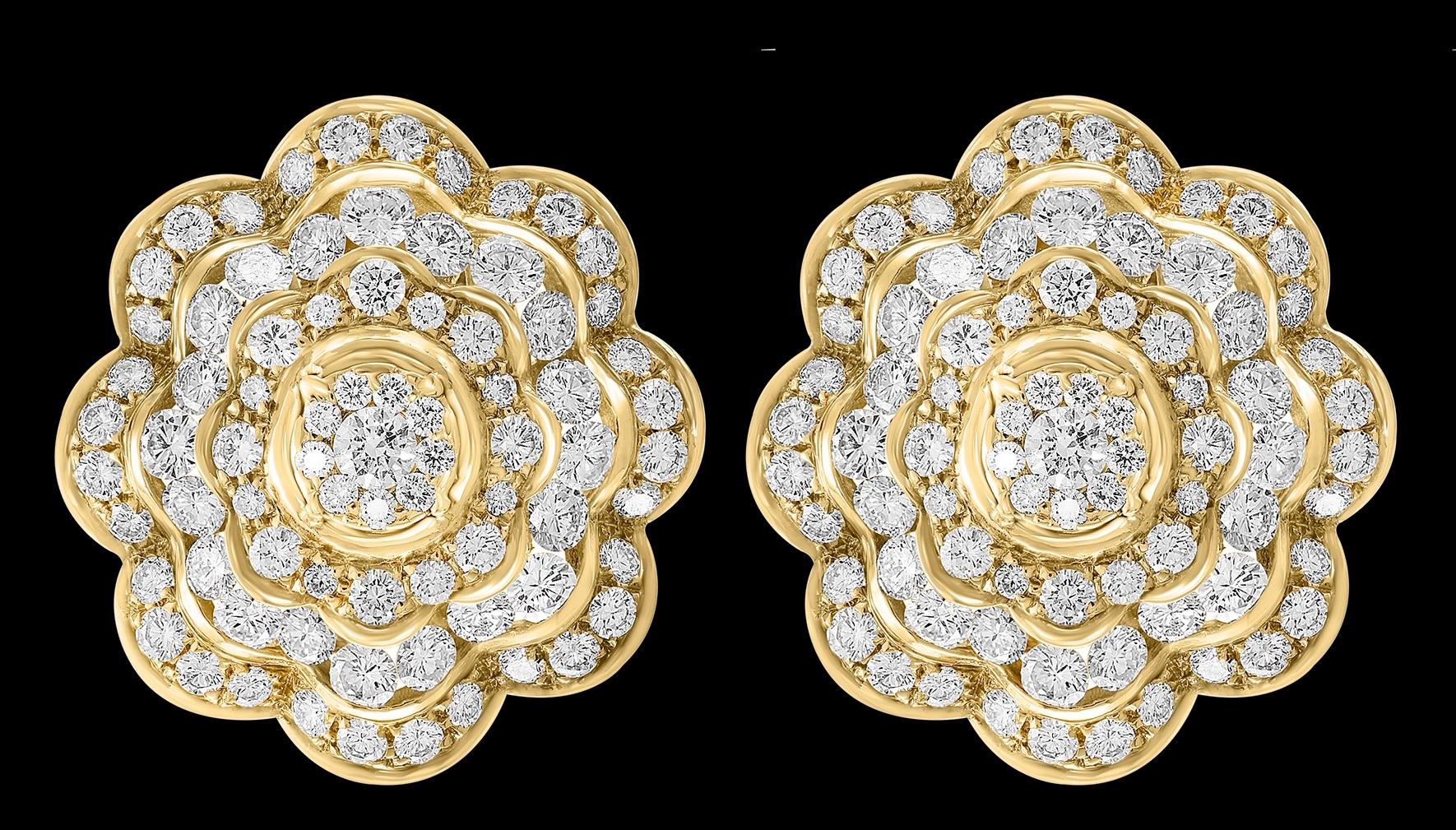 11.5 Carat Diamonds VS/E Flower Cocktail Earring 18 Karat Yellow Gold Estate 7