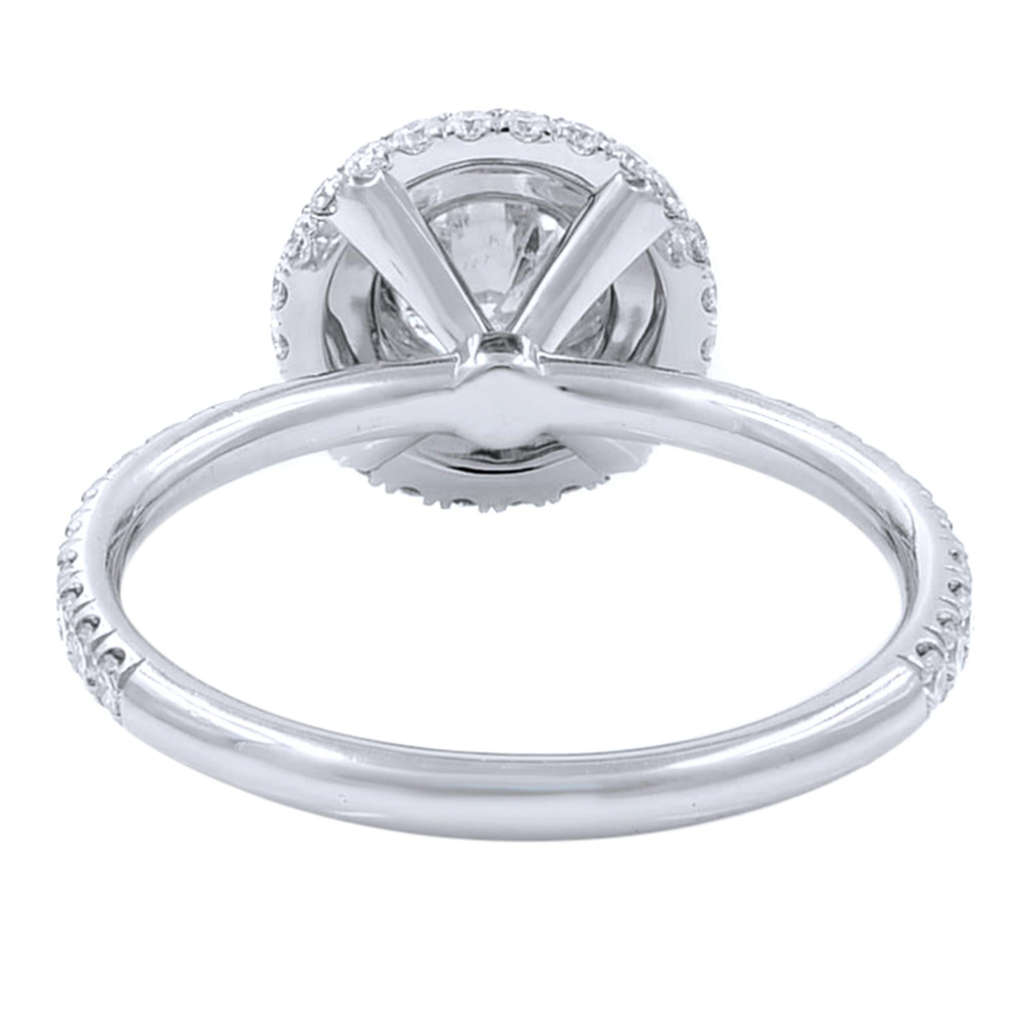 Round Cut 1.15 Carat Double Halo Diamond Engagement Platinum 6.5 Ring