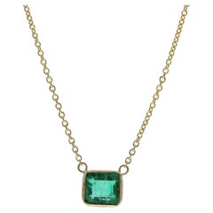 1,15 Karat Smaragd-Blau-grüne Mode-Halsketten aus 14k Gelbgold