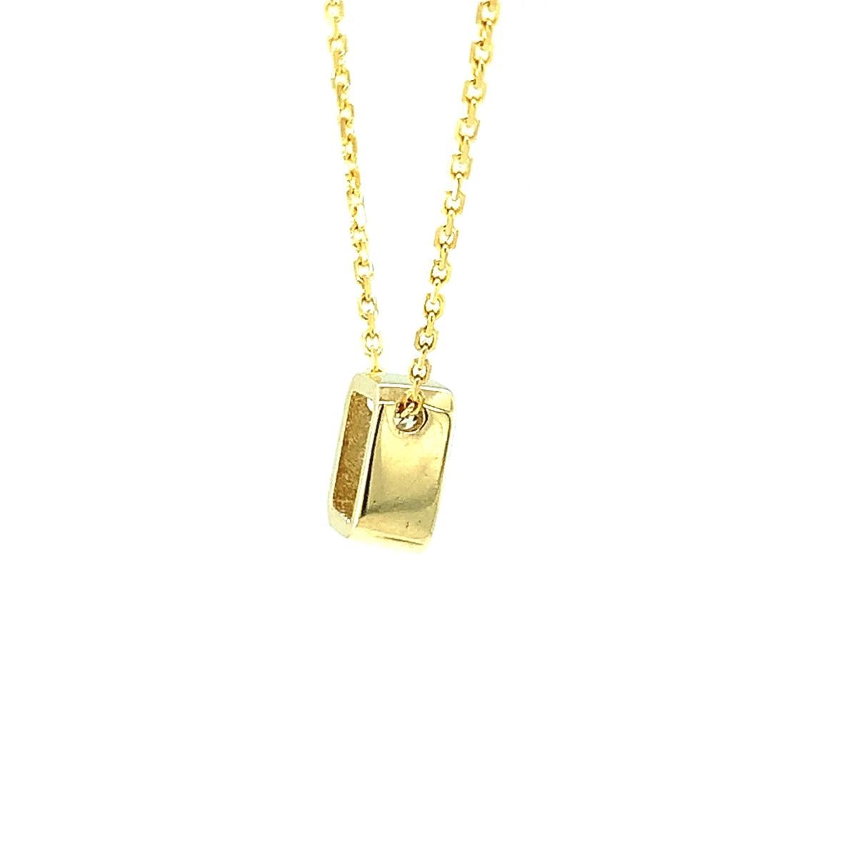 Artisan 1.15 Carat Emerald Cut Topaz Pendant Yellow Gold Bezel Necklace with Chain