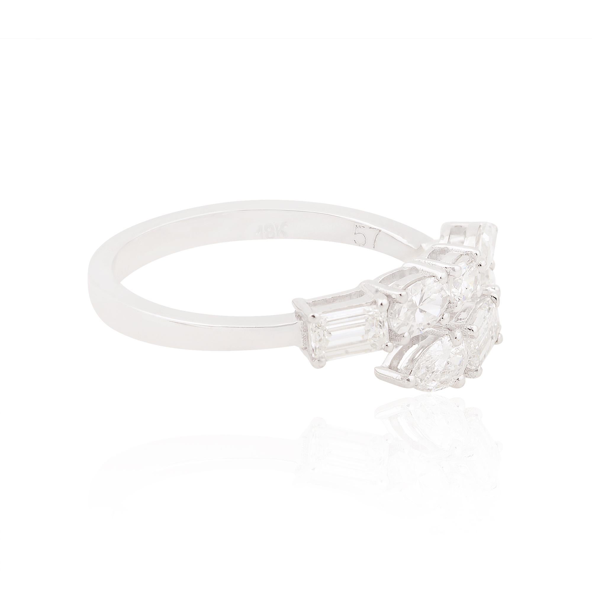 For Sale:  1.15 Carat Emerald Marquise Round Diamond Wrap Ring 18 Karat White Gold Jewelry 2