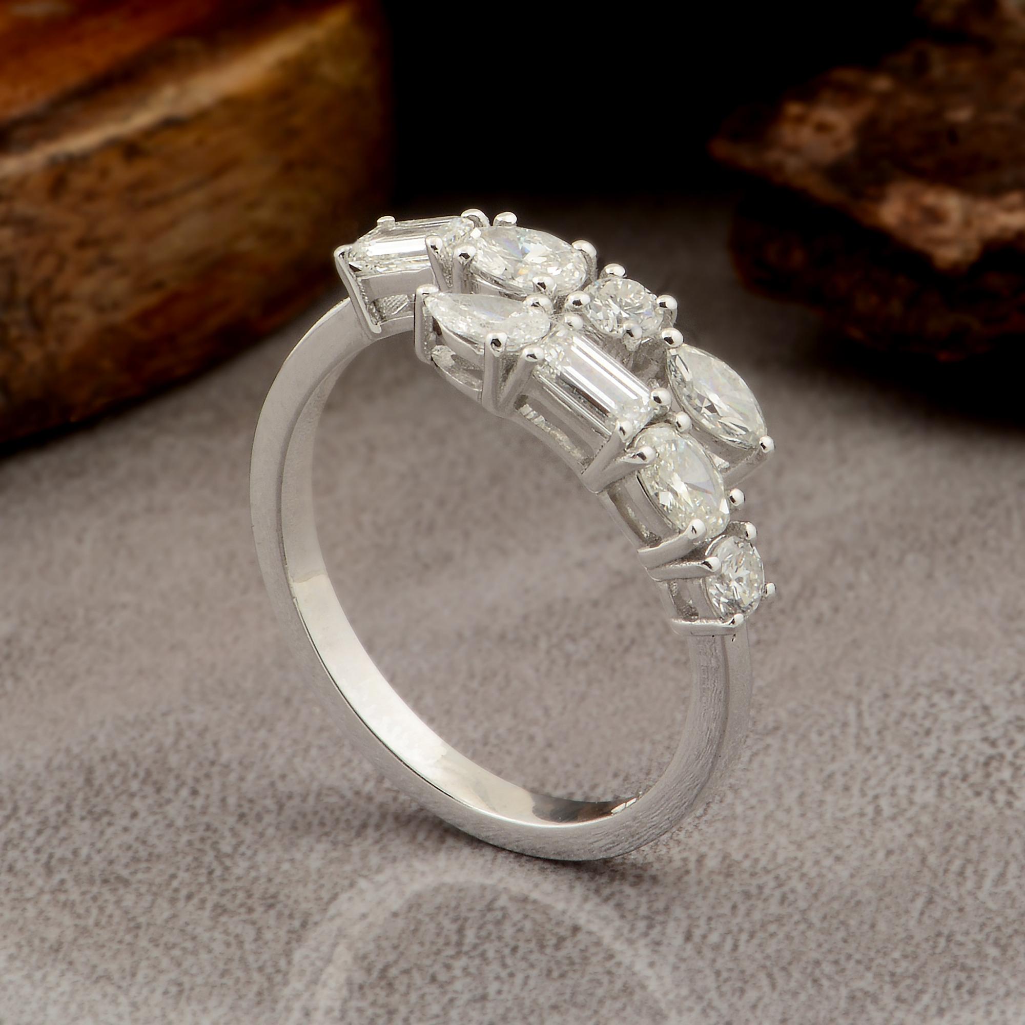 For Sale:  1.15 Carat Emerald Marquise Round Diamond Wrap Ring 18 Karat White Gold Jewelry 3