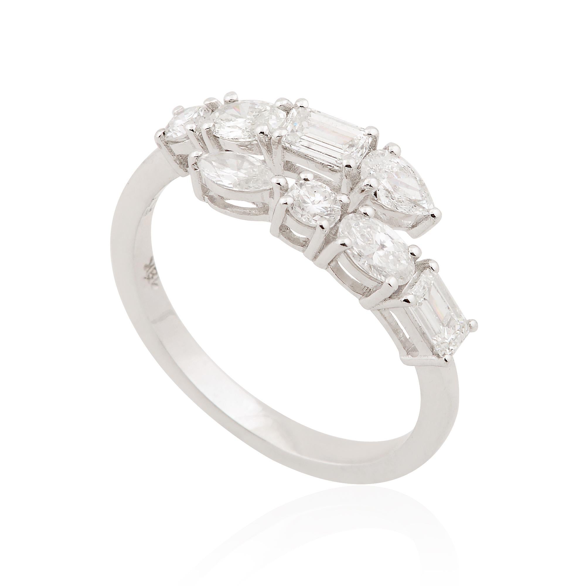 For Sale:  1.15 Carat Emerald Marquise Round Diamond Wrap Ring 18 Karat White Gold Jewelry 5
