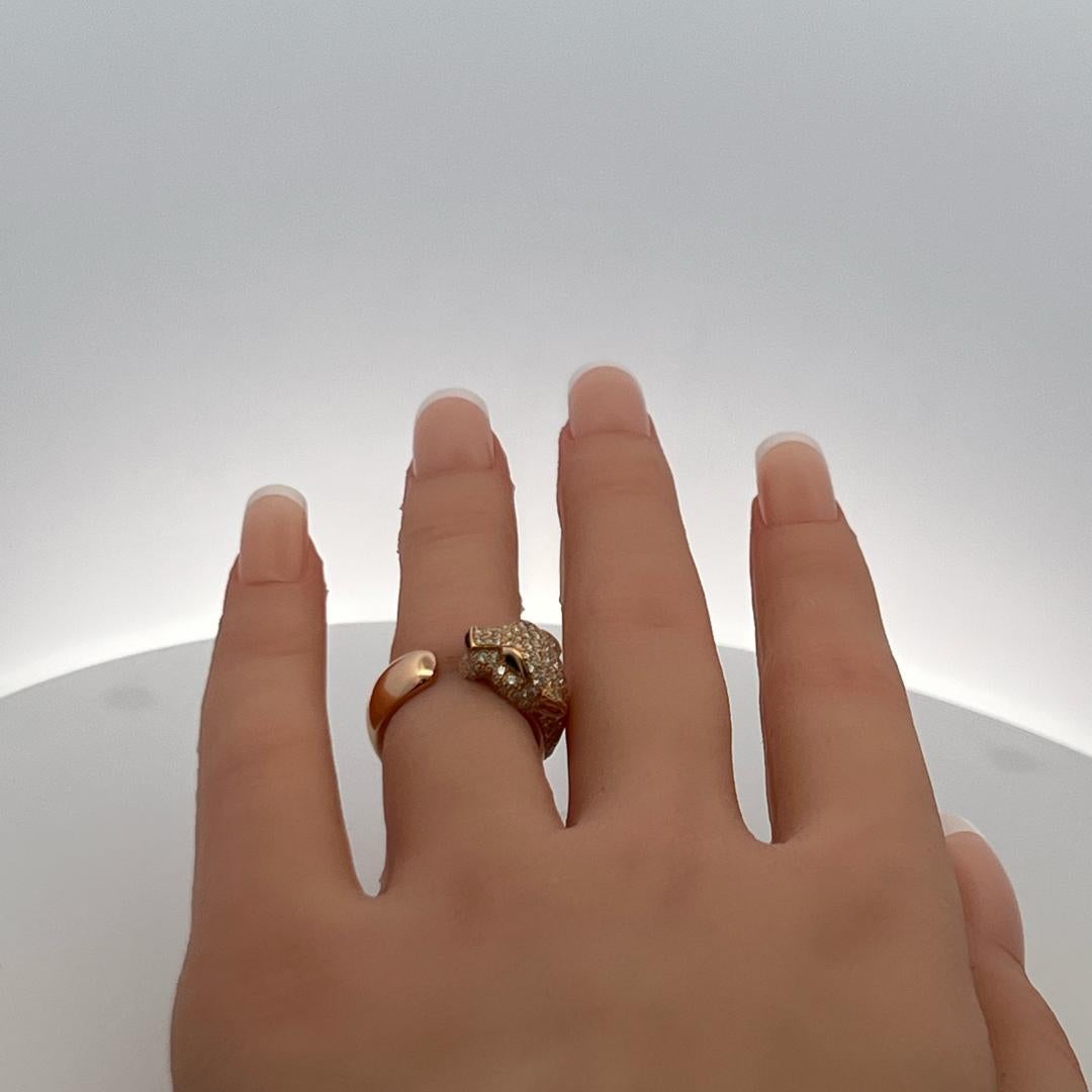 1,15 Karat F VS Diamant 0,06 Karat Smaragd 18 Karat Rose Gold Panthere Ring im Angebot 6