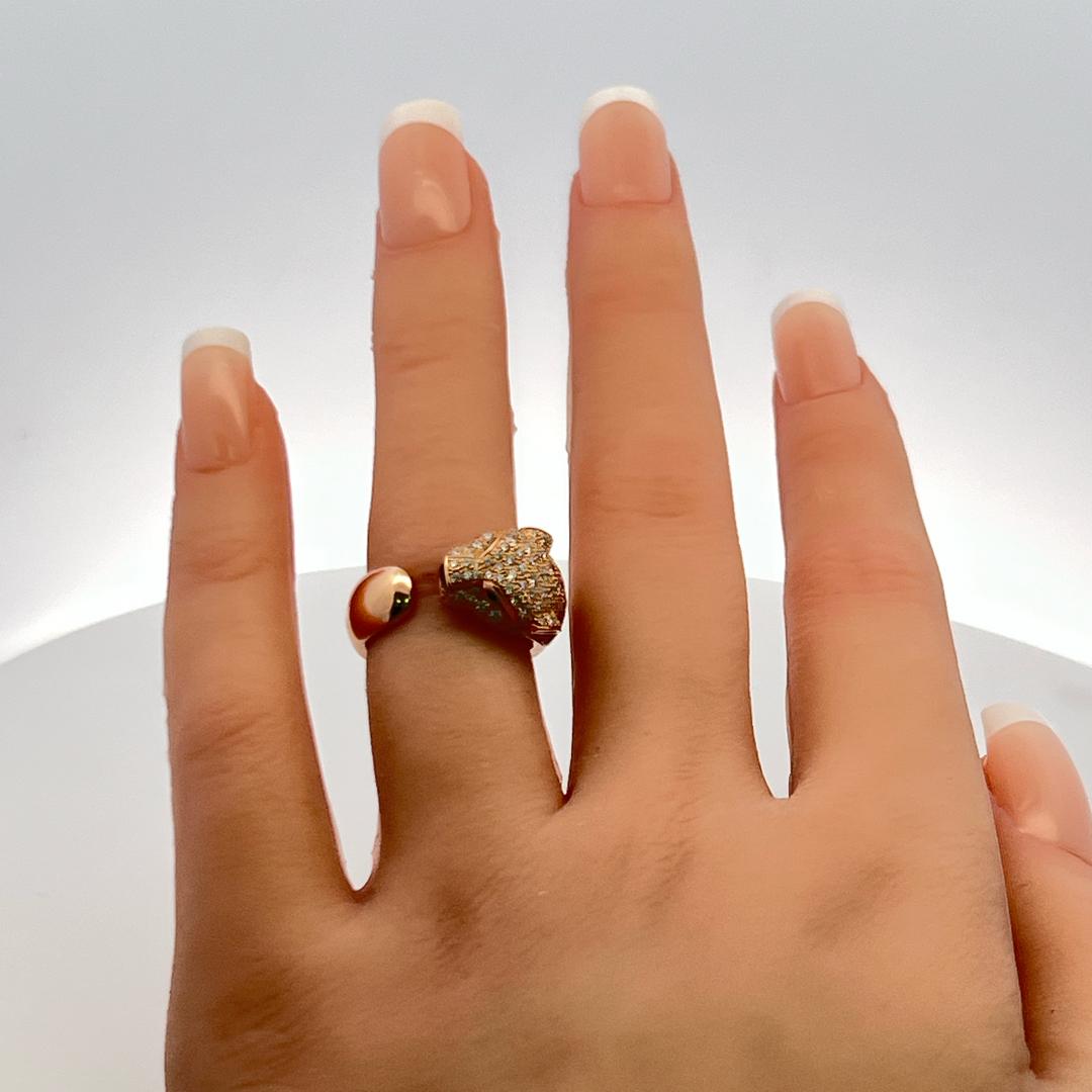 1,15 Karat F VS Diamant 0,06 Karat Smaragd 18 Karat Rose Gold Panthere Ring im Angebot 7