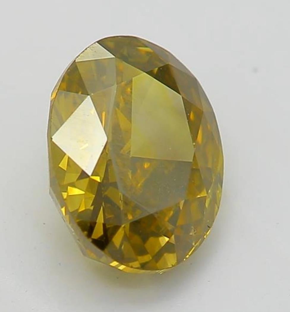 1.15 Carat Fancy Dark Brown Greenish Yellow Oval Cut Diamond GIA Certified In New Condition For Sale In Kowloon, HK