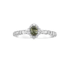 1.15 carat Fancy Dark Grey Yellowish Green Chameleon Diamond Oval Gold 18K Ring