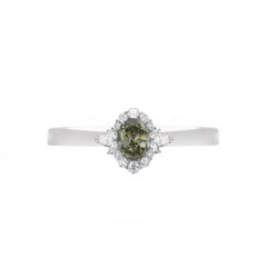 1.15 carat Fancy Dark Grey Yellowish Green Chameleon Diamond Oval Gold 18K Ring