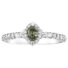 1.15 carat Fancy Dark Grey Yellowish Green Chameleon Diamond Oval Gold 18K Ring