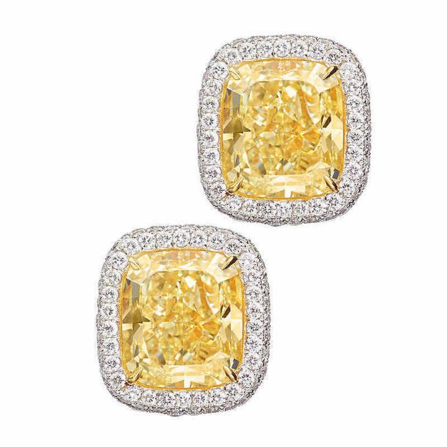11 5 Carat Fancy Yellow Diamond Stud Earrings With Platinum