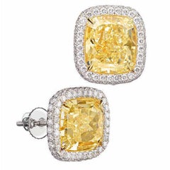 11.5 Carat Fancy Yellow Diamond Stud Earrings with Platinum Screwback