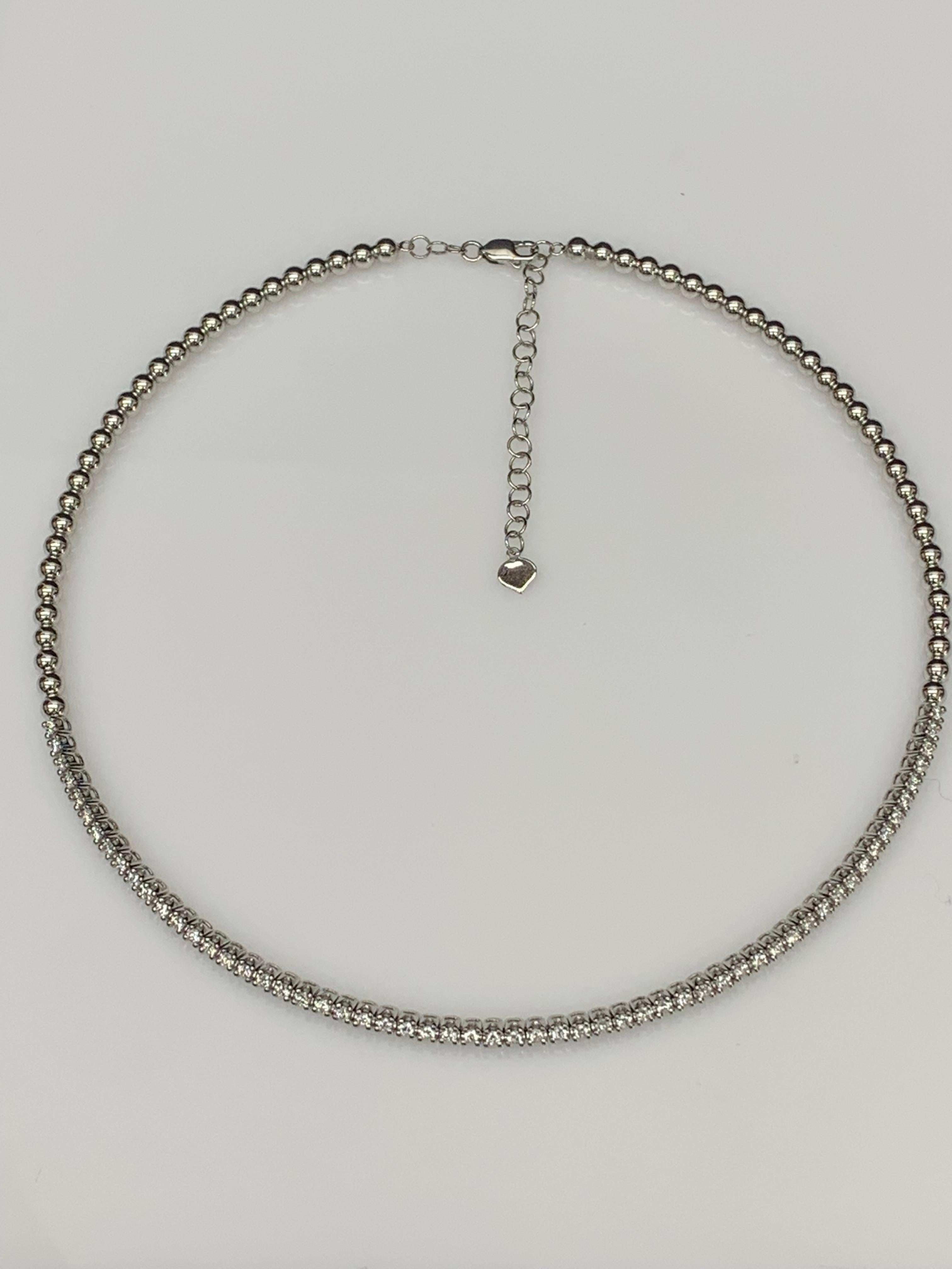 1.15 Carat Flexible Diamond Choker Collar Necklace 14 Karat White Gold For Sale 5