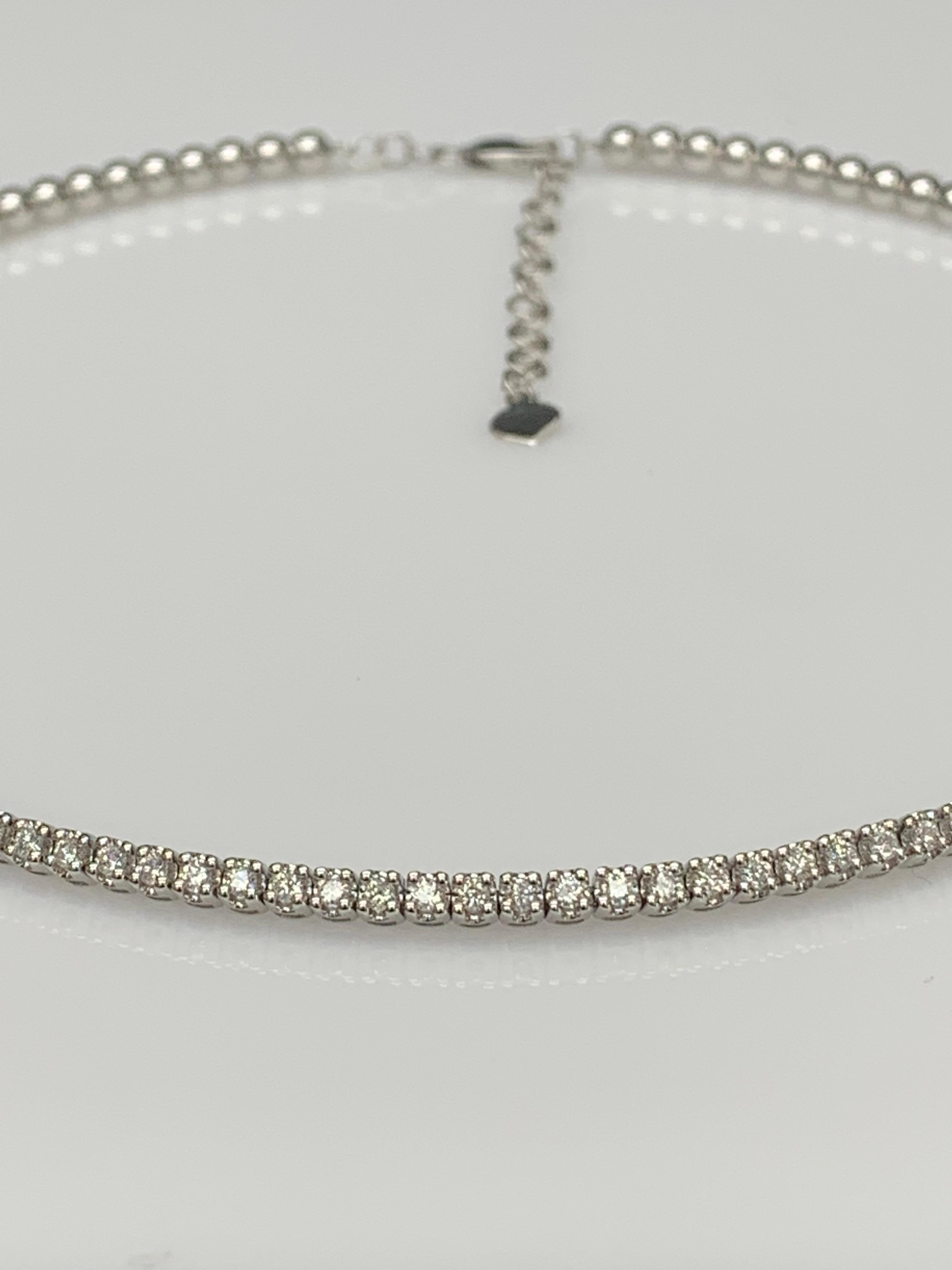 Modern 1.15 Carat Flexible Diamond Choker Collar Necklace 14 Karat White Gold For Sale