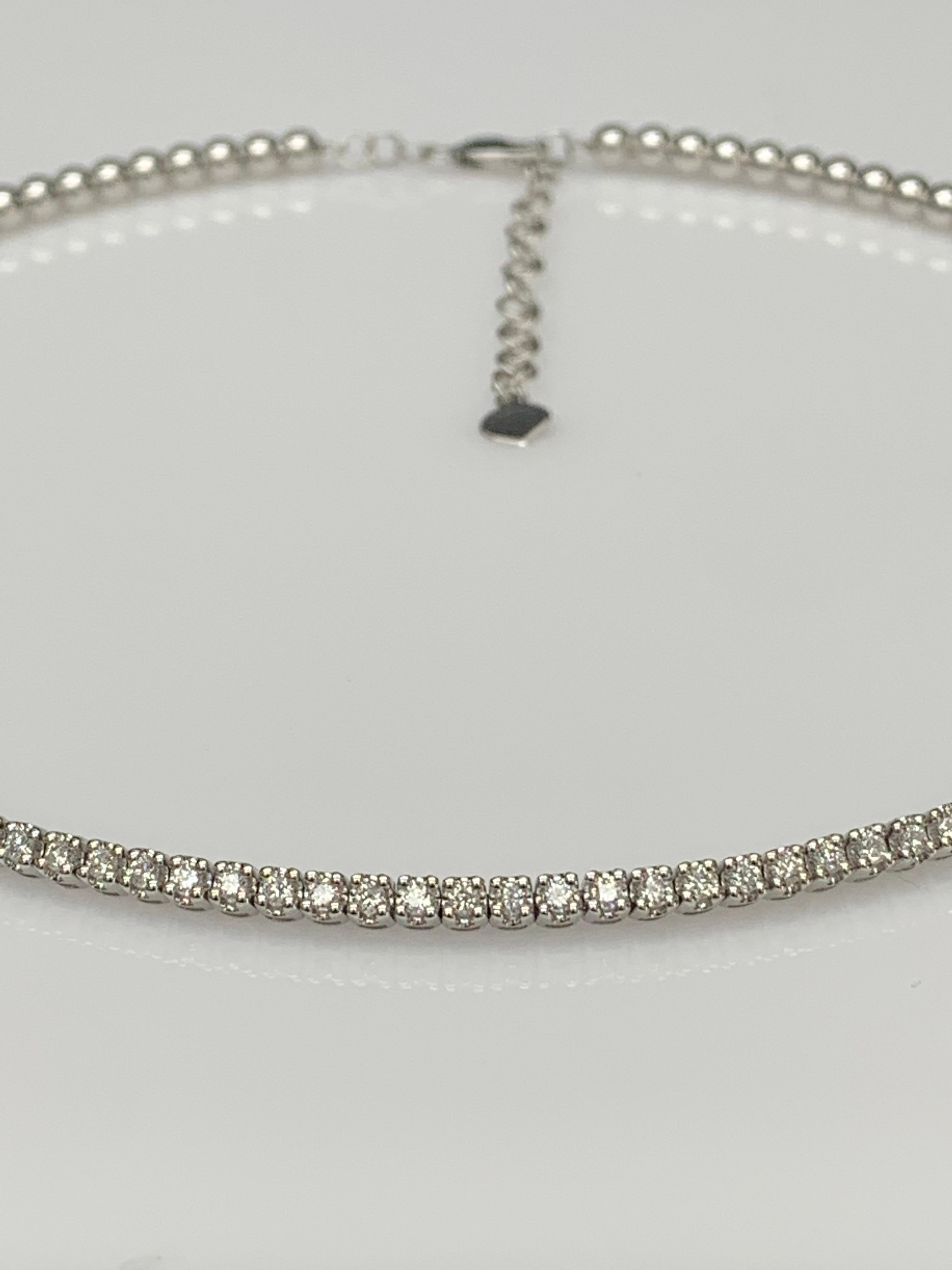 Brilliant Cut 1.15 Carat Flexible Diamond Choker Collar Necklace 14 Karat White Gold For Sale