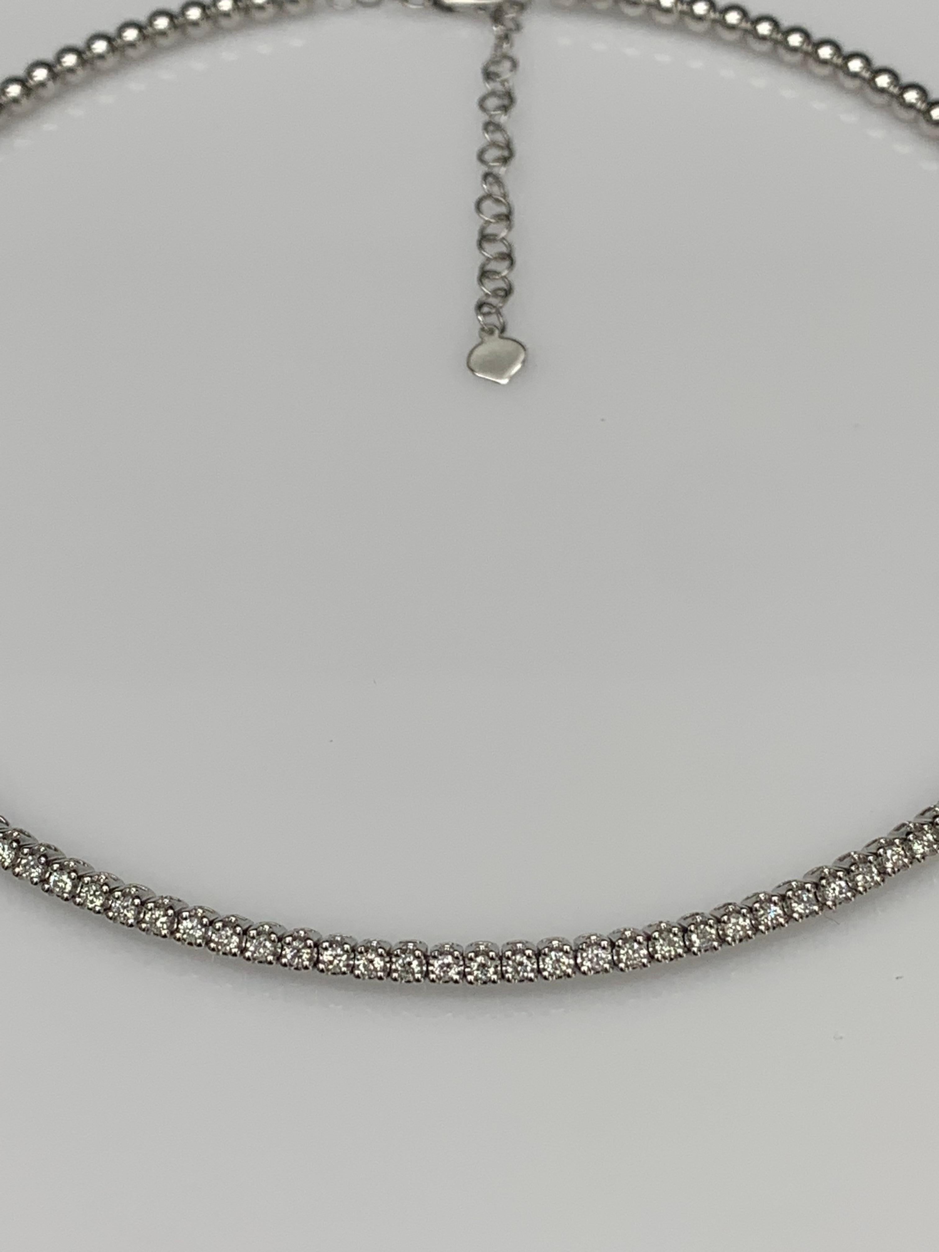 1.15 Carat Flexible Diamond Choker Collar Necklace 14 Karat White Gold In New Condition For Sale In NEW YORK, NY