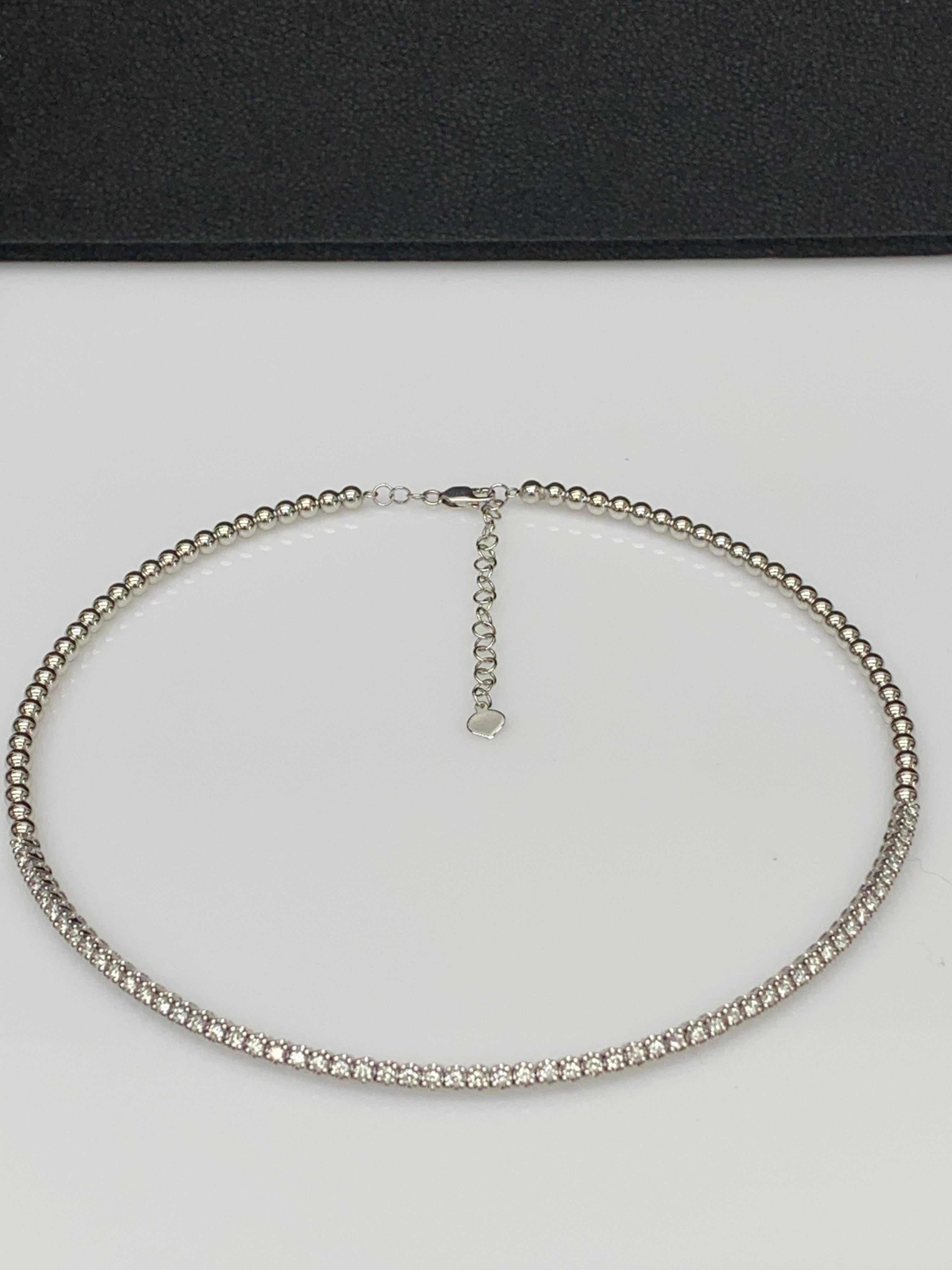 1.15 Carat Flexible Diamond Choker Collar Necklace 14 Karat White Gold For Sale 1