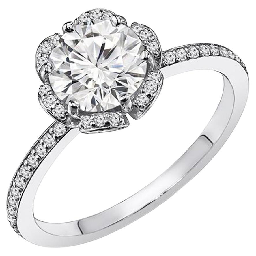 For Sale:  1.15 Carat Flower Design Engagement Ring
