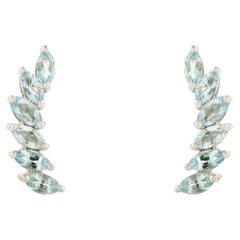1,15 Karat Marquise Blauer Topas Ohrringe mit Ohrringen mit 14k Weißgold Geschenk für Damen
