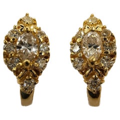 1.15 Carat Marquise Diamond Earrings in Yellow Gold