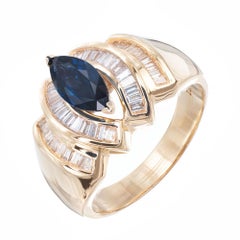 1.15 Carat Marquise Sapphire Baguette Diamond Cocktail Ring