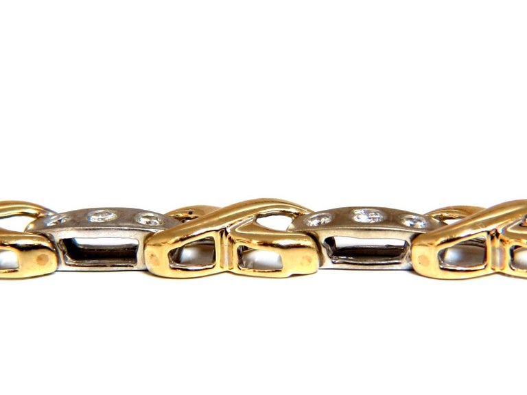 1.15 Carat Modern Diamond X Link Bracelet 14 Karat TwoToned For Sale