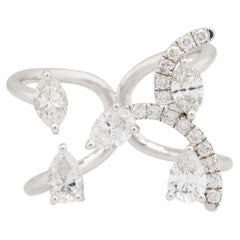 1.15 Carat Multi Shape Diamond Open Ring 18 Karat in Stock