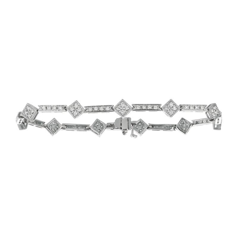 Contemporary 1.15 Carat Natural Diamond Bracelet G SI 14 Karat White Gold For Sale
