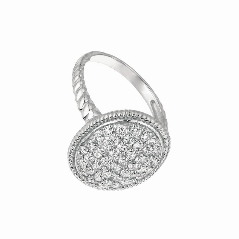 1,15 Karat natürlicher Diamant Oval Ring G SI 14 Karat Weißgold (Zeitgenössisch) im Angebot
