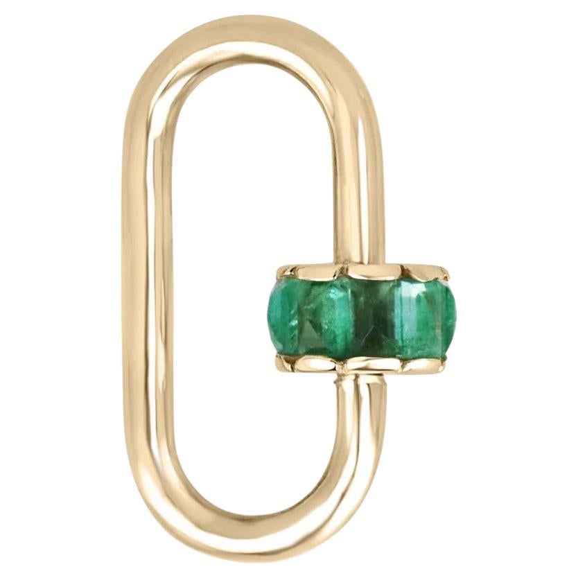 1.15 Carat Natural Emerald Carabiner Charm Extension for Stylish Layering For Sale