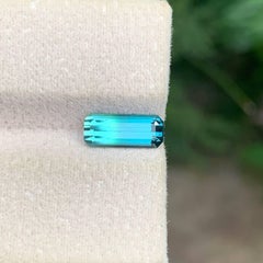 1.15 Carat Natural Loose Bluish Green Tourmaline Emerald Cut Afghan Gemstone