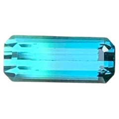 1.15 Carat Natural Loose Bluish Green Tourmaline Emerald Cut Afghan Gemstone