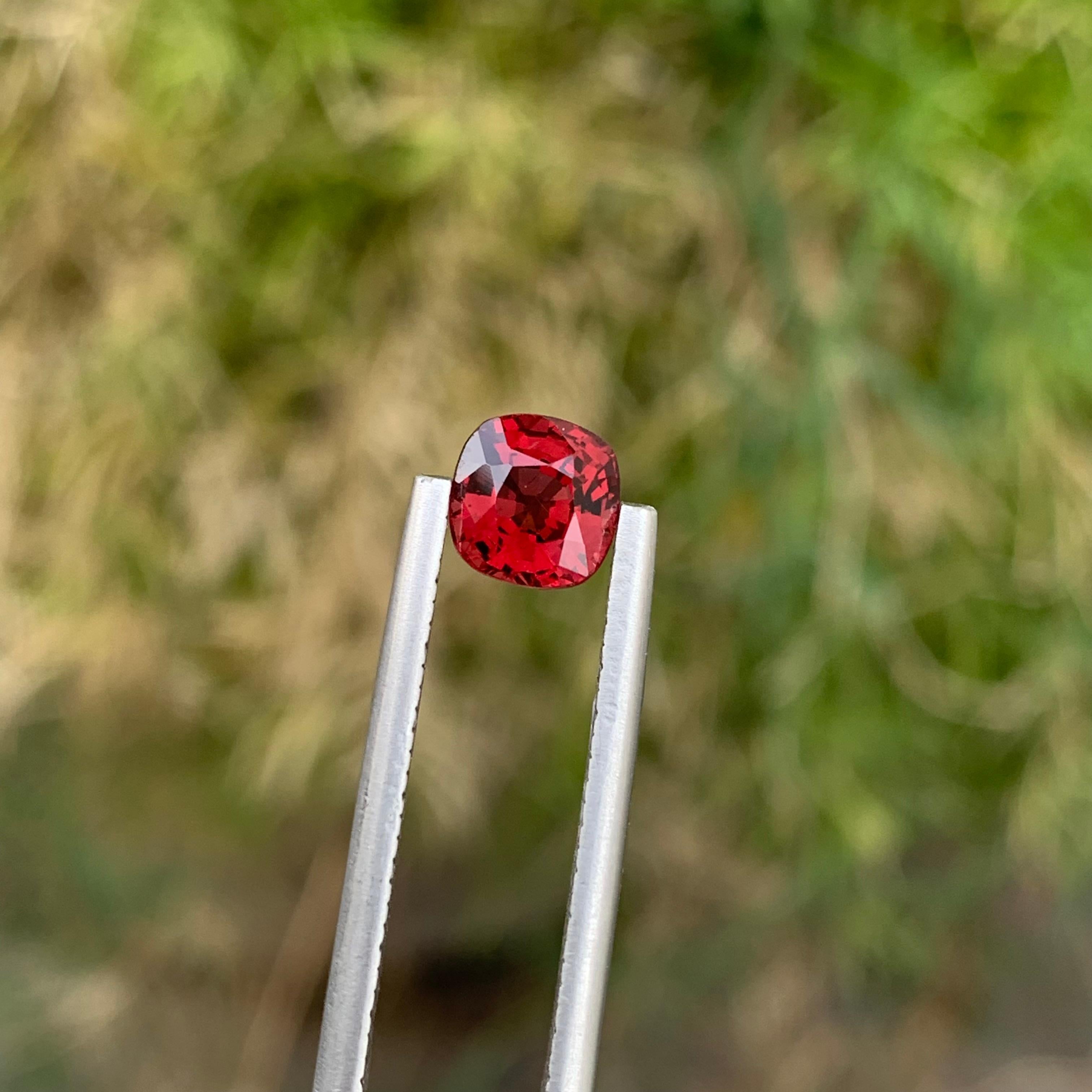 Loose Spinel

Weight: 1.15 Carats
Dimension: 5.9 x 5.7 x 4 Mm
Origin: Burma Myanmar
Shape: Cushion
Color: Red
Treatment: Non
Certificate; On Client Demand

Red spinel is a captivating gemstone known for its stunning red hues and exceptional