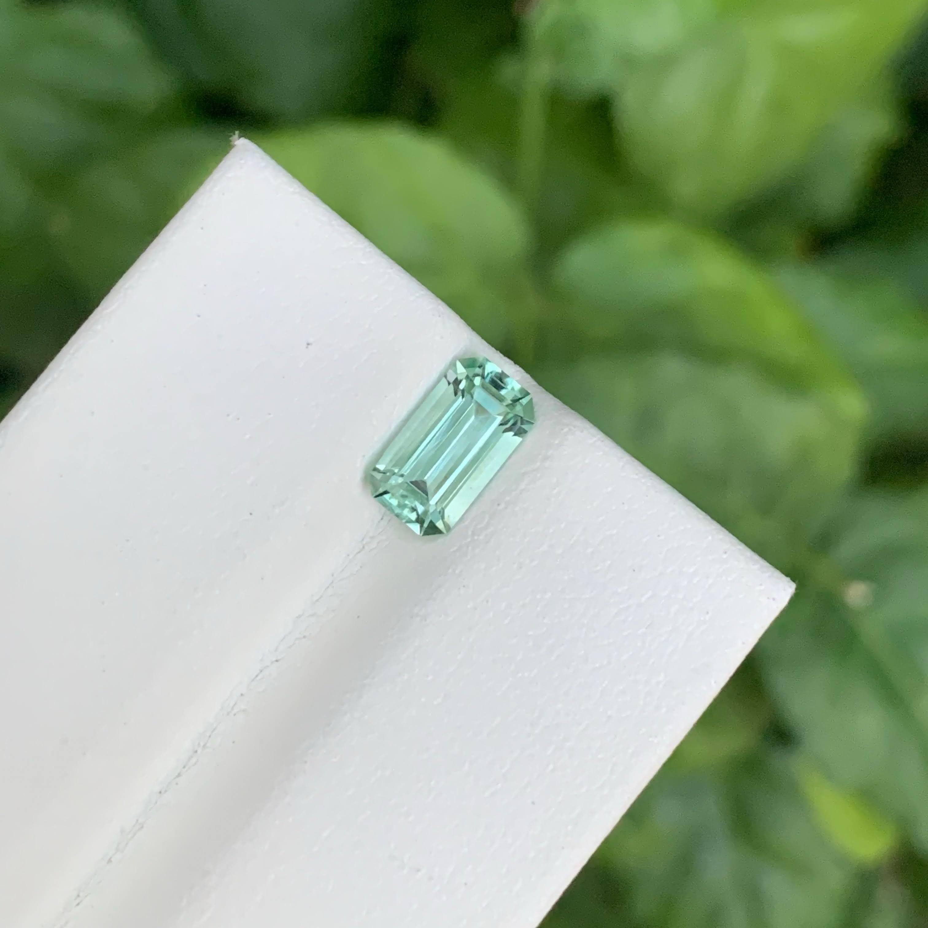 1.15 Carat Natural Loose Seafoam Tourmaline Stone Emerald Cut Afghan Gemstone (pierre précieuse afghane) en vente 5