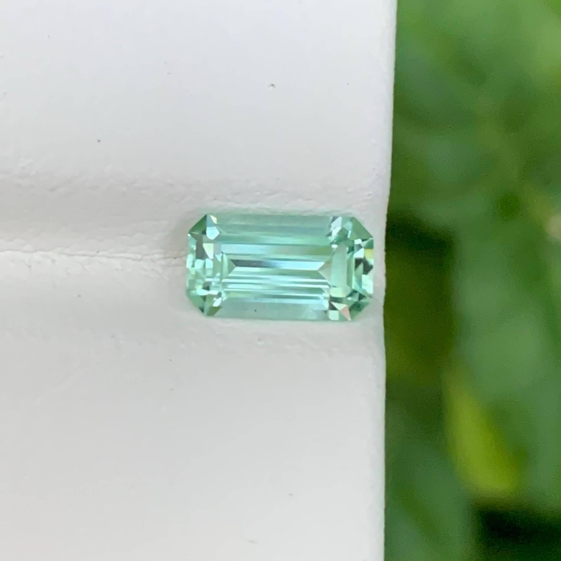 Poids 1,15 carat 
Dimensions 8.4x4.8x4.3 mm
Traitement Aucun 
Origine afghane 
Clarté VVS 
Forme Coupe Émeraude 





Cette tourmaline Seafoam naturelle de 1,15 carat est une pierre précieuse rare et élégante, habilement travaillée dans une taille