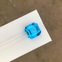 11.5 Carat Natural Loose Swiss Blue Topaz Asscher Cut Gemstone