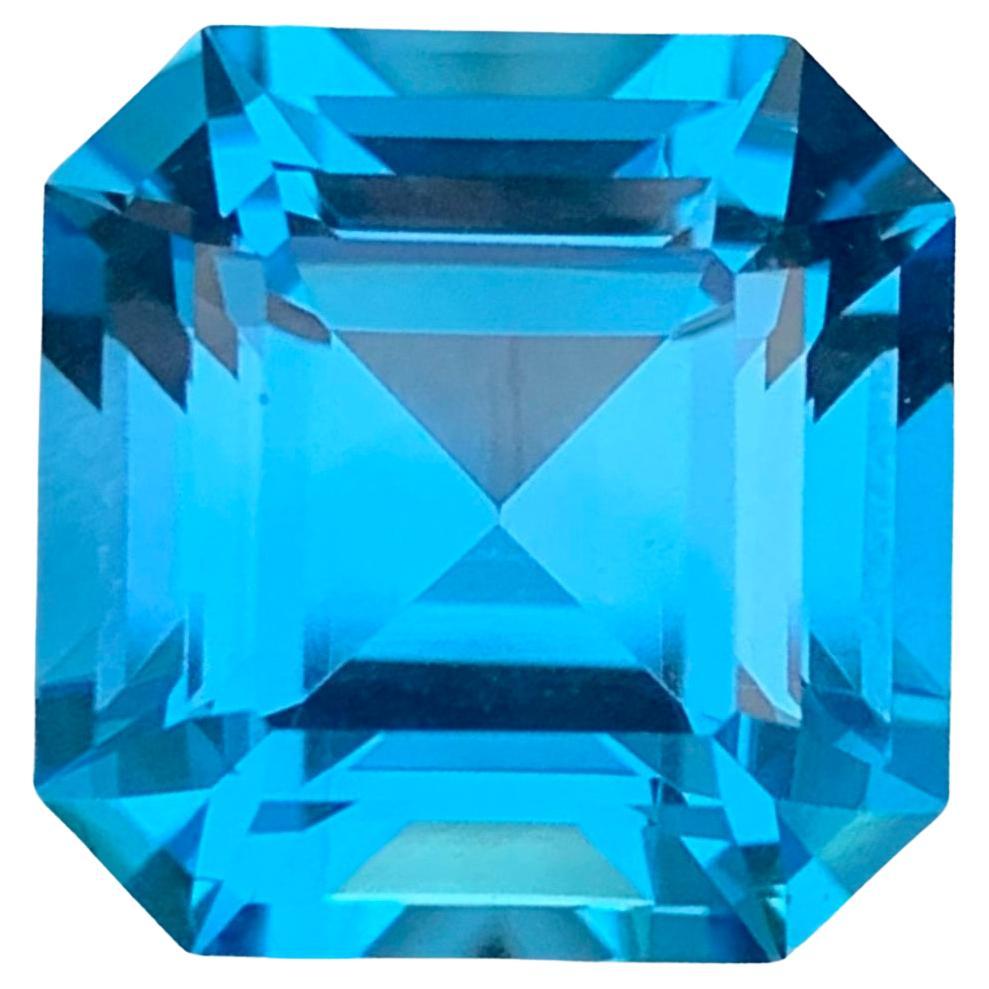 11.5 Carat Natural Loose Swiss Blue Topaz Asscher Cut Gemstone