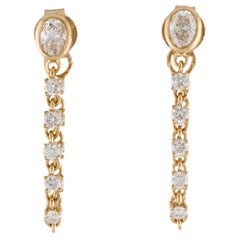 1.15 Carat Oval Cut Diamond Bezel Chain Earring in 14k Gold