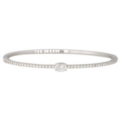 1.15 Carat Oval Cut Diamond Pave Bangle Bracelet 18 Karat In Stock