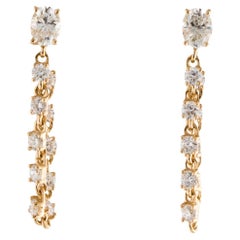 1.15 Carat Oval Cut Diamond Prong Chain Earring in 14k Gold