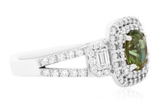 1.15 Carat Oval Natural Color Changing Alexandrite Ring 14 Karat White Gold