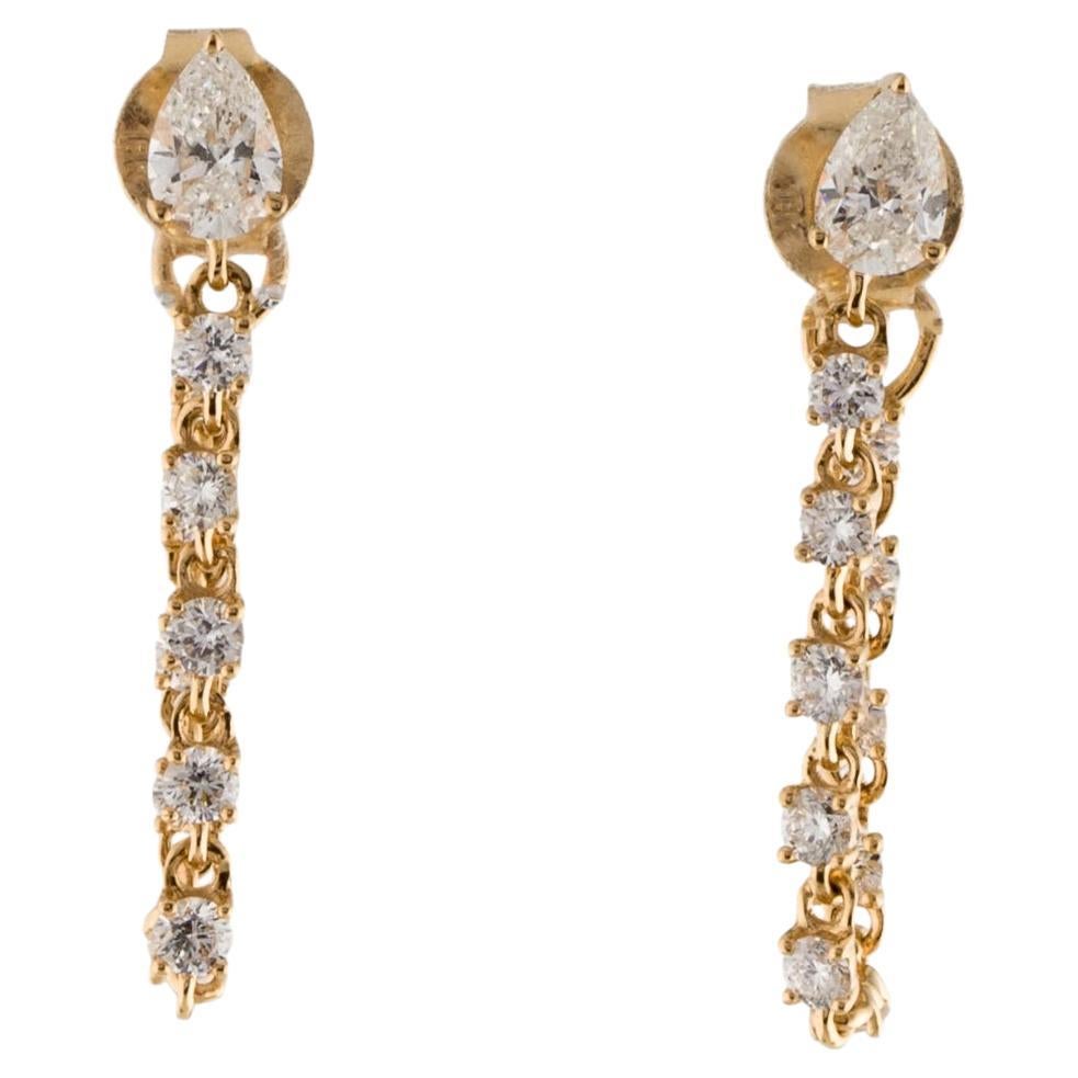 1,15 Karat Birnenschliff Diamant-Ohrring mit Zackenkette aus 14k Gold im Angebot