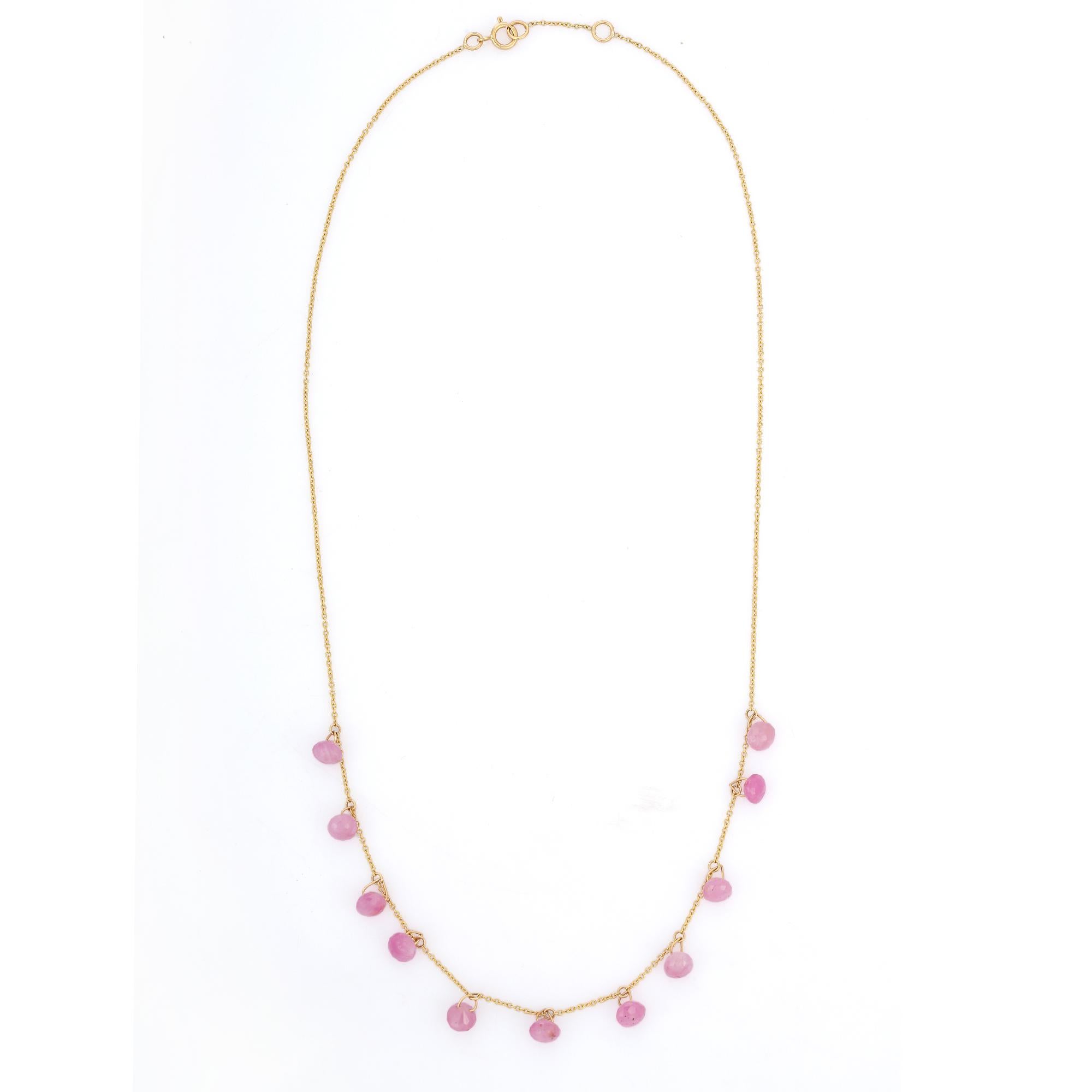 Women's 11.5 Carat Pink Sapphire Drop Necklace in 18K Yellow Gold