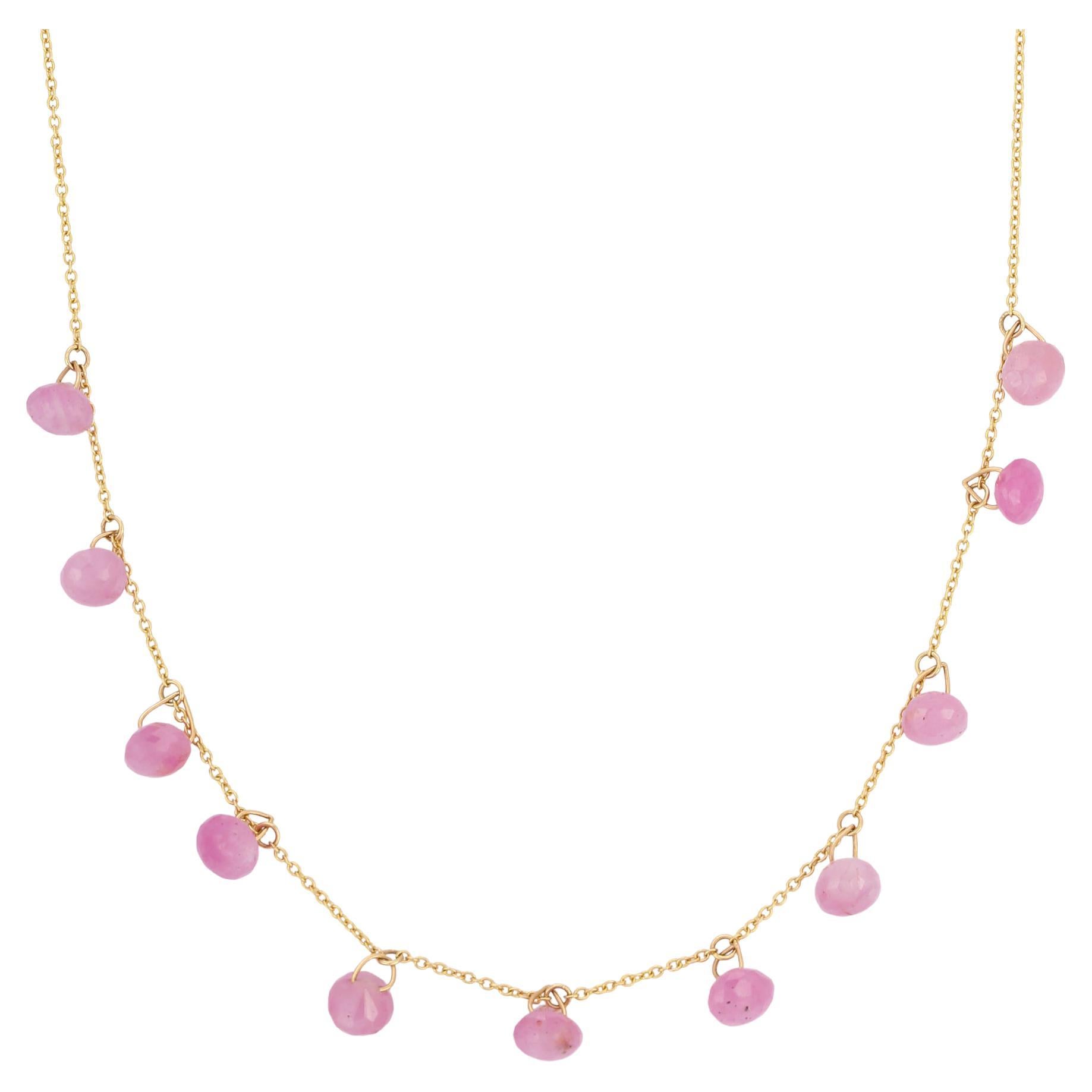 11.5 Carat Pink Sapphire Drop Necklace in 18K Yellow Gold