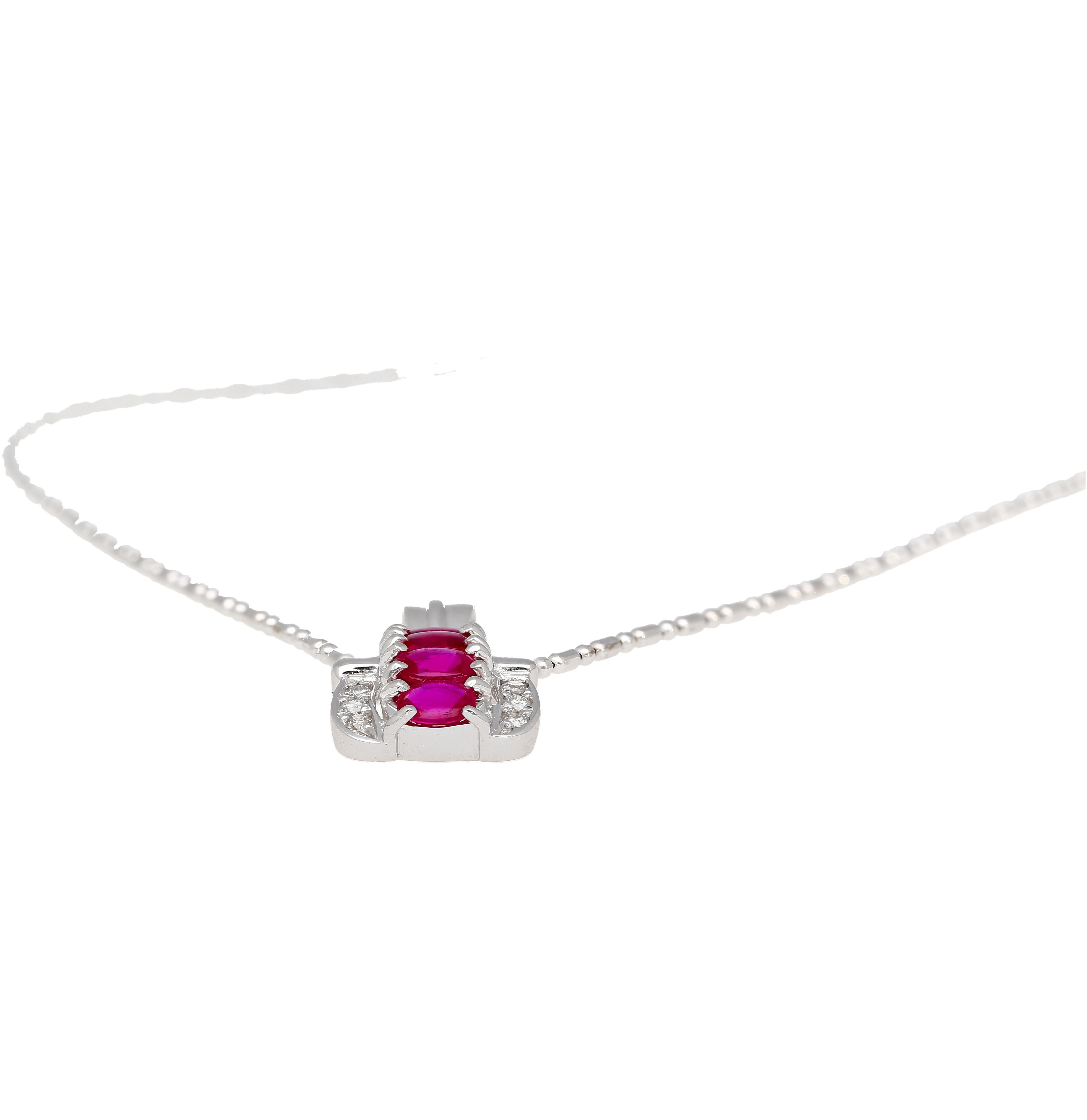 Collana di diamanti e rubino rosso rosato da 1,15 carati in platino in vendita 1