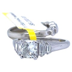 1.15 Carat Radiant Diamond Ring with 0.65ctw Emerald Cut Wedding Ring Platinum