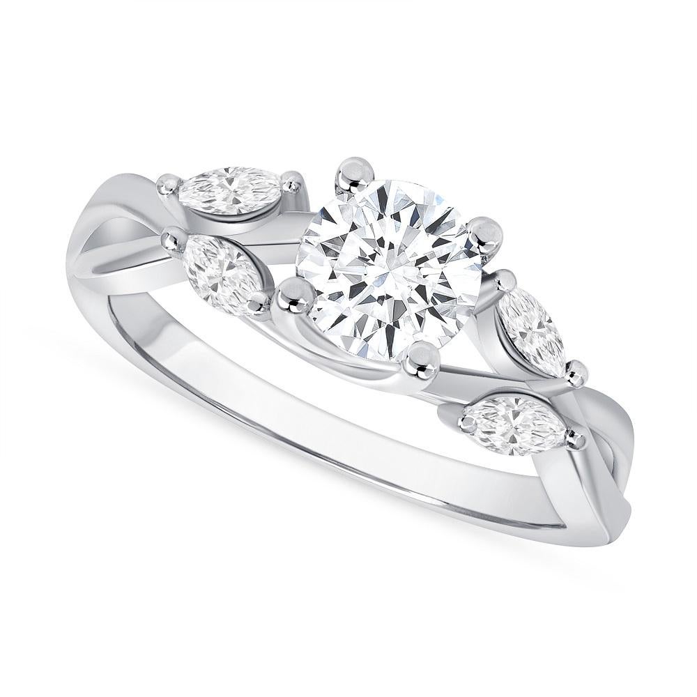 For Sale:  1.15 Carat Round and Marquise Diamond Floral Engagement Ring 4