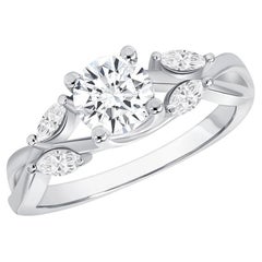 1.15 Carat Round and Marquise Diamond Floral Engagement Ring