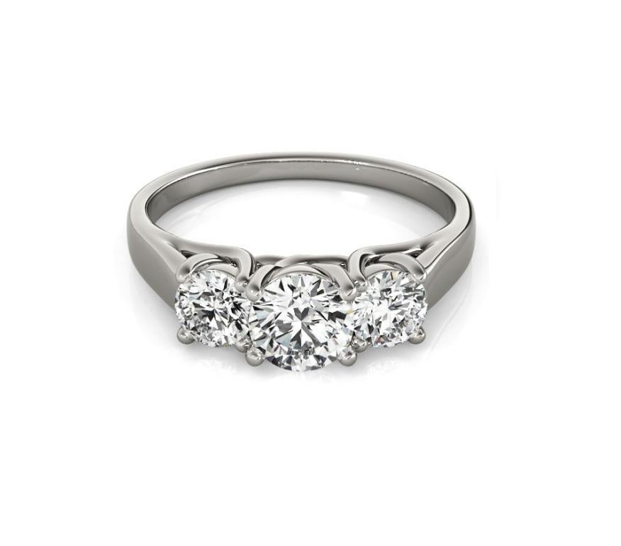 Contemporary 1.15 Carat Round Brilliant Cut Three-Stone Diamond Ring GIA Certified For Sale